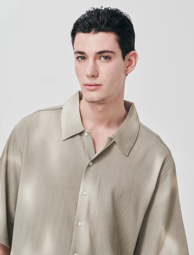 Camicia boxy fit jacquard astratto - Grigio fango