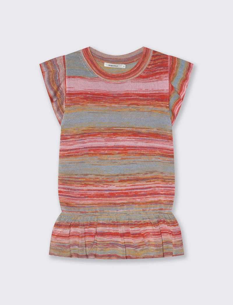 Top in tessuto effetto maglia righe - var 1