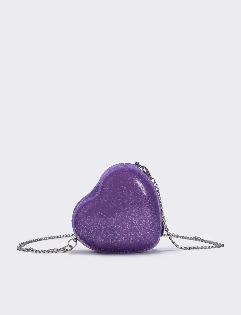Borsa bambina cuore glitter brillante - Lilla