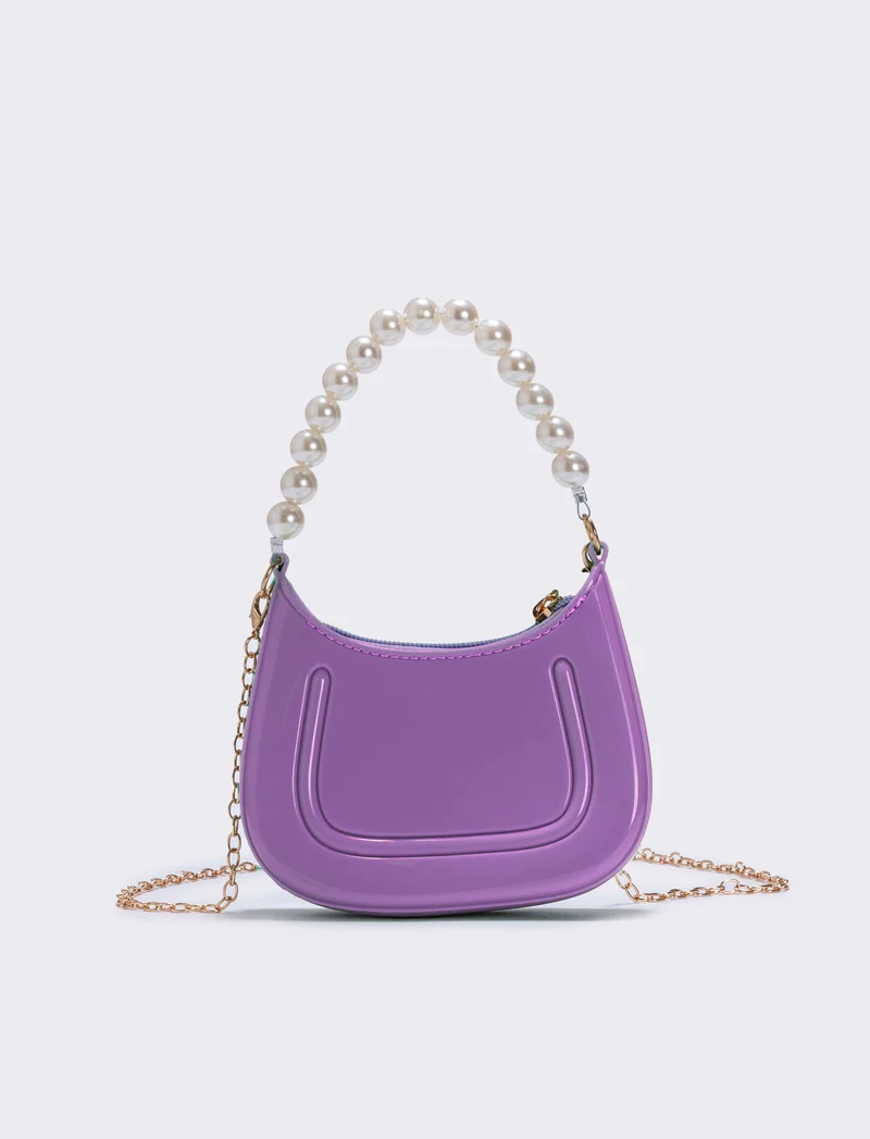 Borsa con manico e perle eleganti - Lilla
