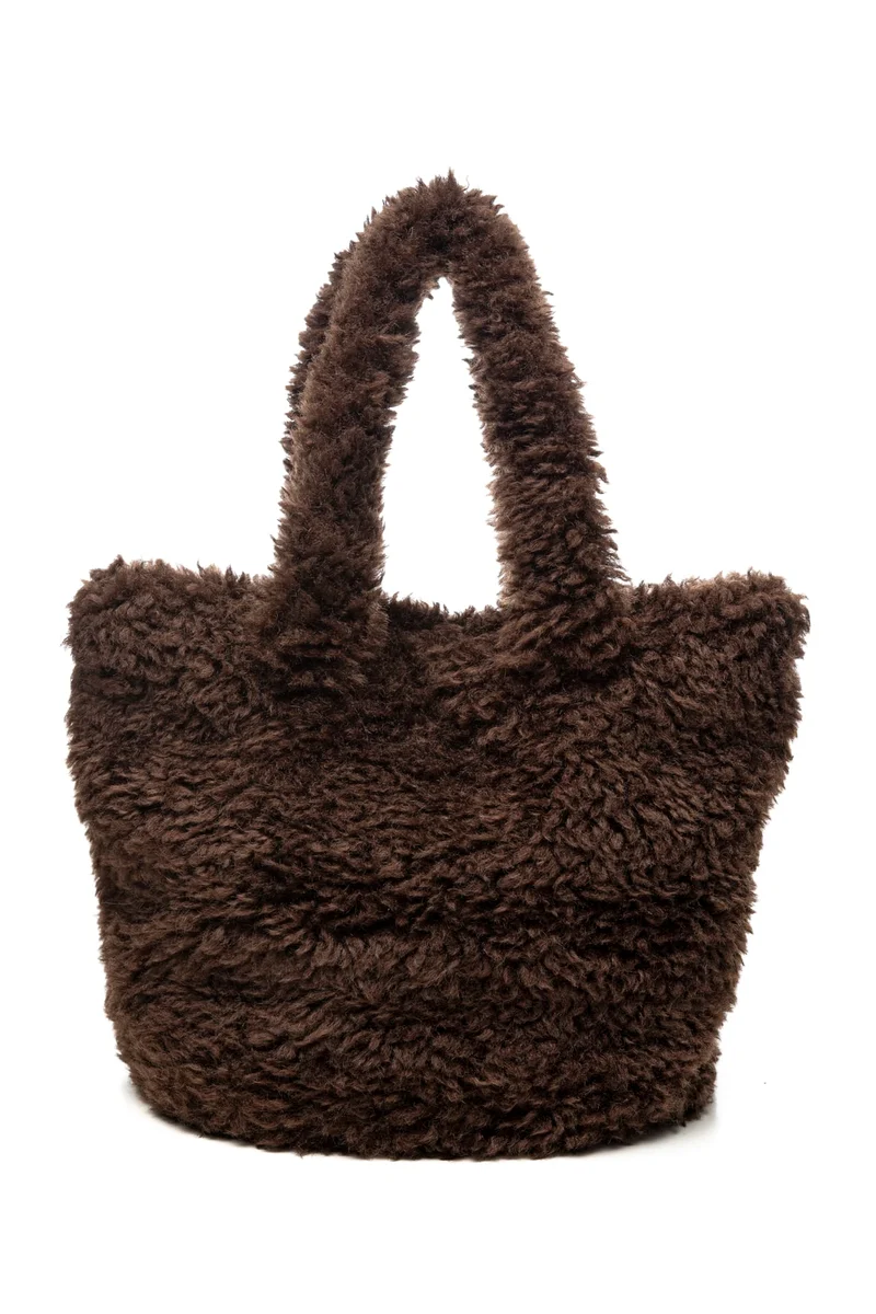 Borsa Tavus Eco Tdt Da Donna Cioccolato Nero In Sherpa
