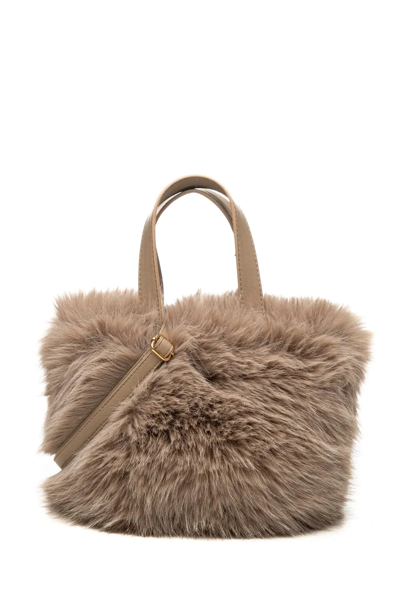 Borsa Tavus Eco Lt Da Donna Beige In Pelliccia Sintetica