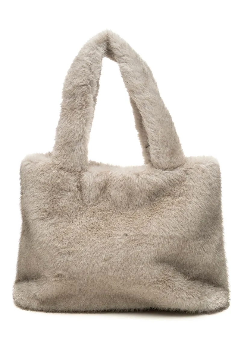 Borsa Tavus Eco Mk Da Donna Visone Grigio In Pelliccia Sintetica