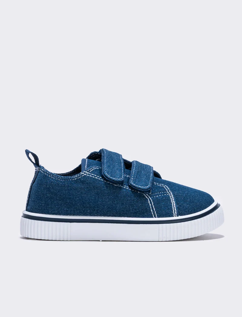 Scarpa in denim con doppio strappo bambino - Denim