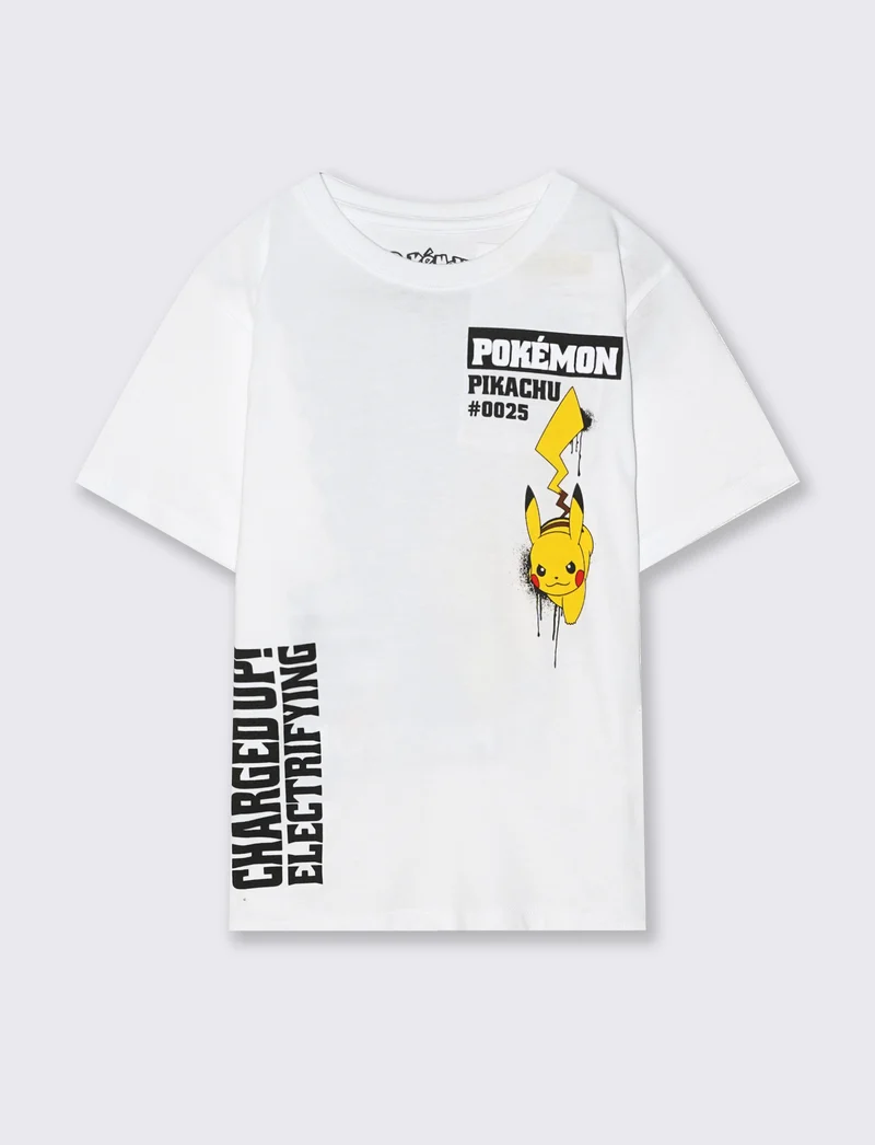 T-Shirt di cotone con stampe Pokemon - Bianco