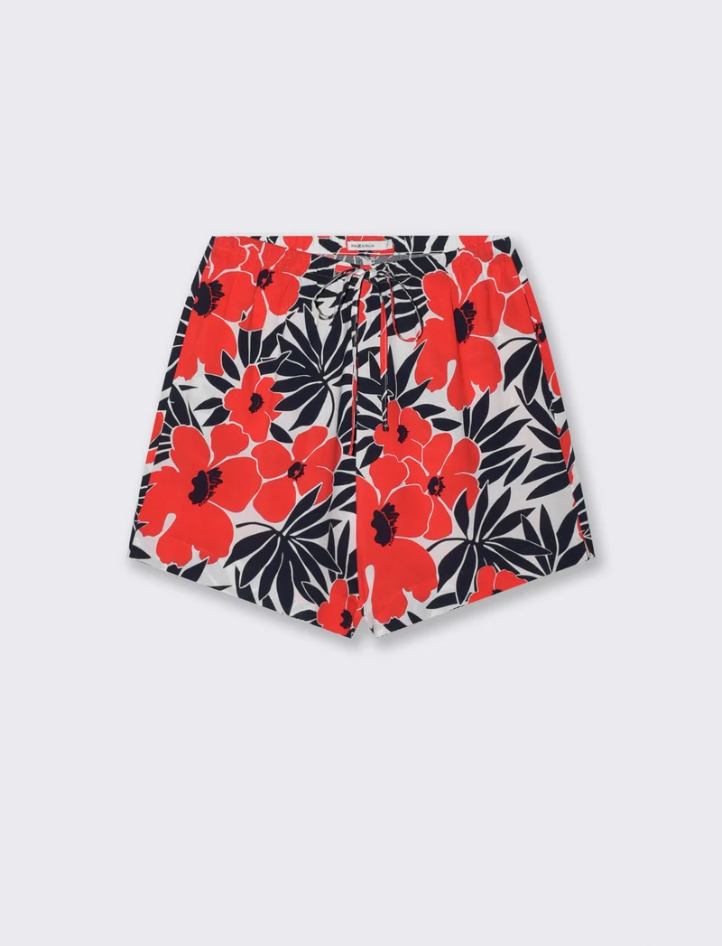 Short in tessuto stampato con vita arricciata - var 1