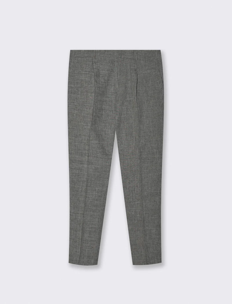 Pantaloni Formal Fit Slub Melange - Grigio mel.