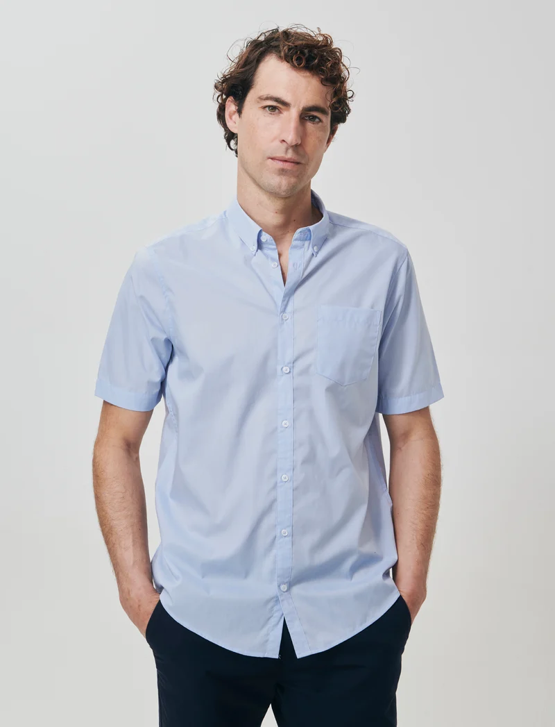 Camicia Regular Fit Easy Iron Botton Down - Celeste