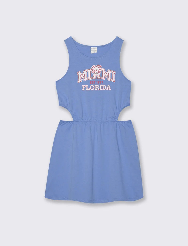 Abito svasato con cut out laterali - Azzurro cielo