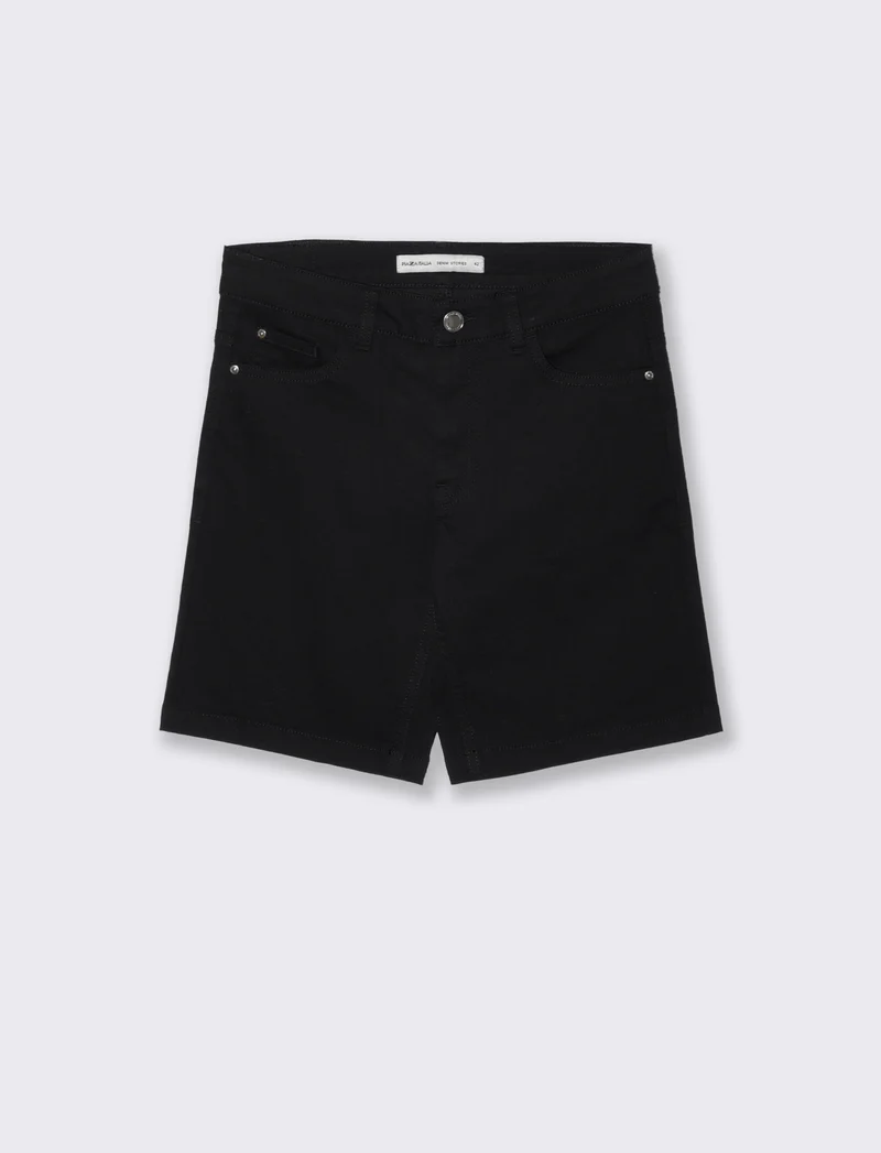 Bermuda Denim Vita Media Skinny - Nero
