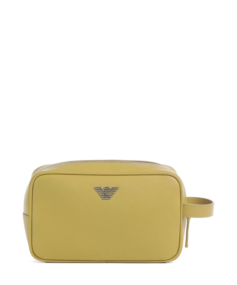 Emporio Armani Business Regenerated Borsa da toilette ecru olive