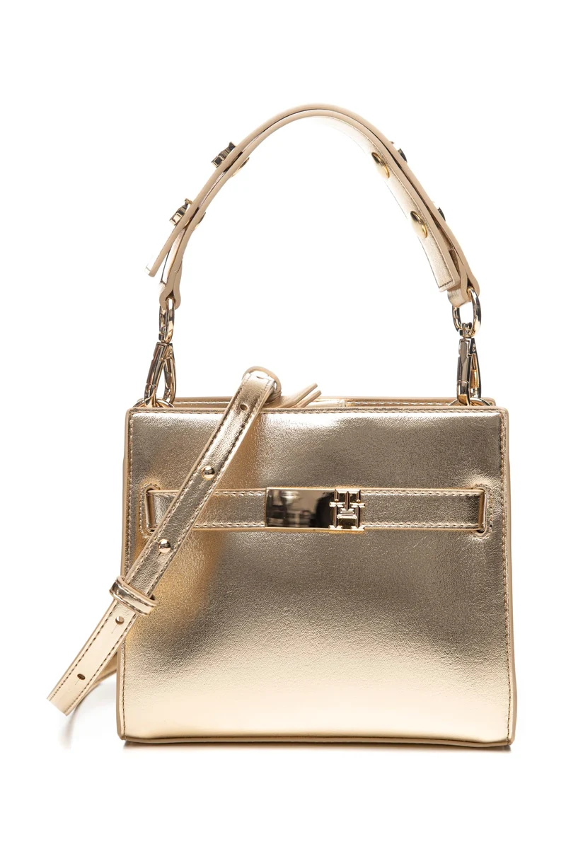 Borsa Tommy Hilfiger Th Heritage Mini St Go Da Donna Oro In Poliuretano