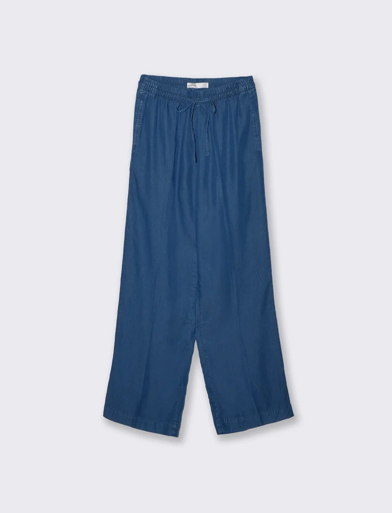 Pantalone Culotte in Lyocell con Coulisse - DENIM SCURO