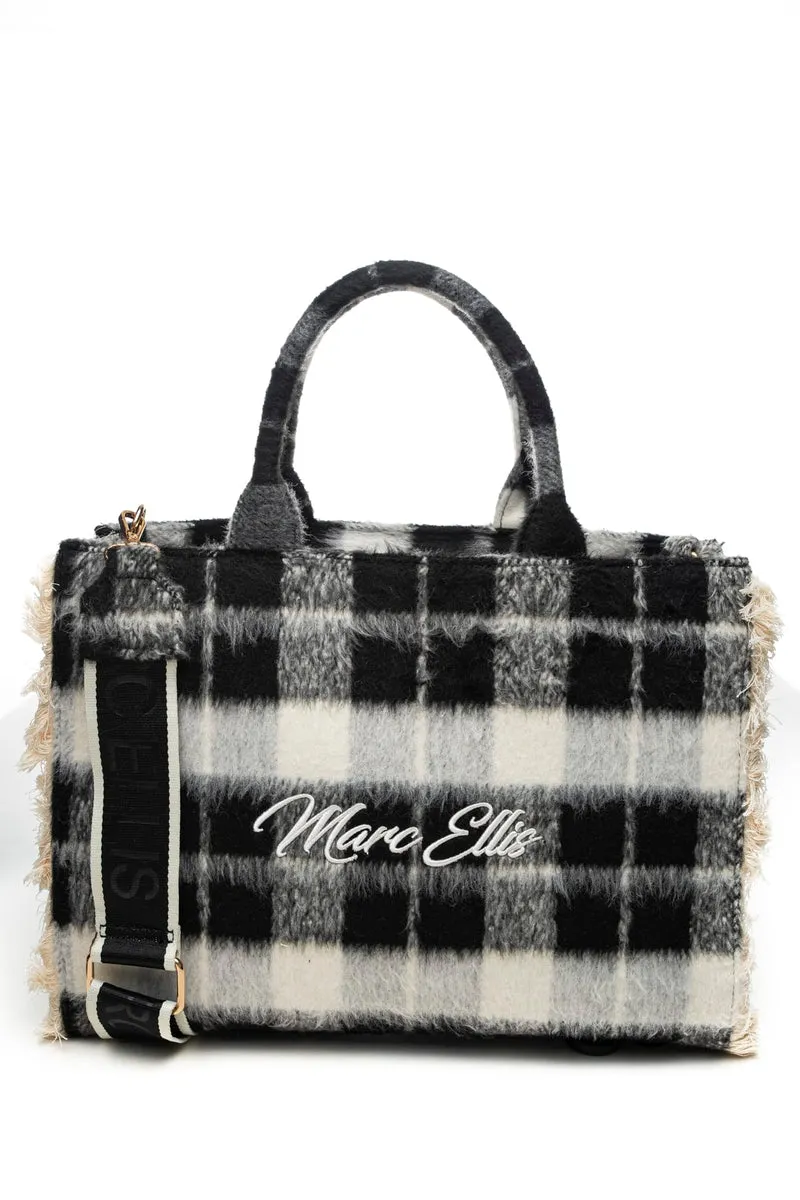 Borsa Marc Ellis Buby Check L Da Donna Tartan Nero Antracite Bianco
