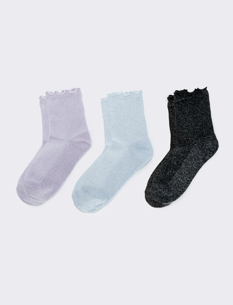 Tripack di calzini lurex - Nero