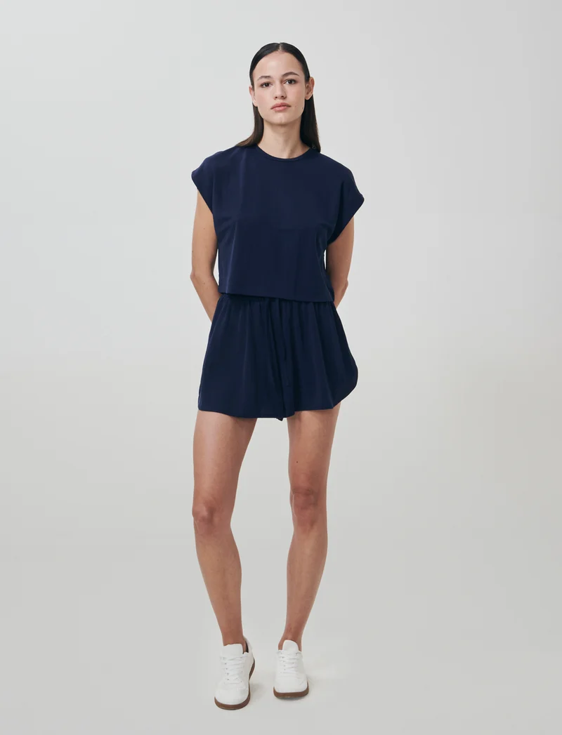 Short con fondo arrotondato e coulisse - Blu