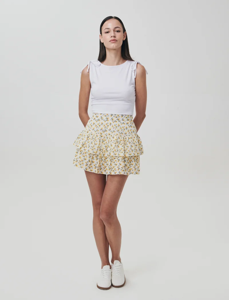 Gonna corta a balze in cotone con pantaloncino interno - var 1