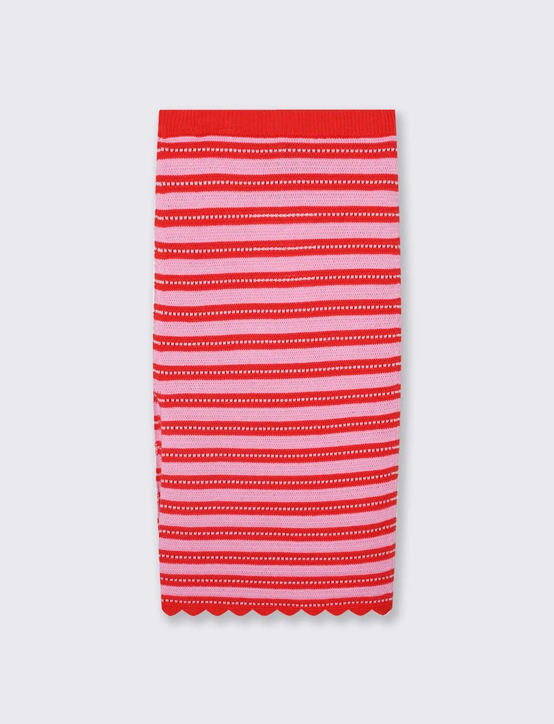 Gonna lunga in crochet con elastico e spacco - var 2