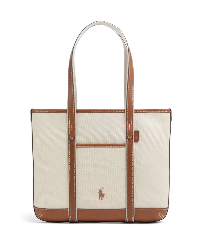 Polo Ralph Lauren Canvas Small Borsa shopper ecru/cuoio