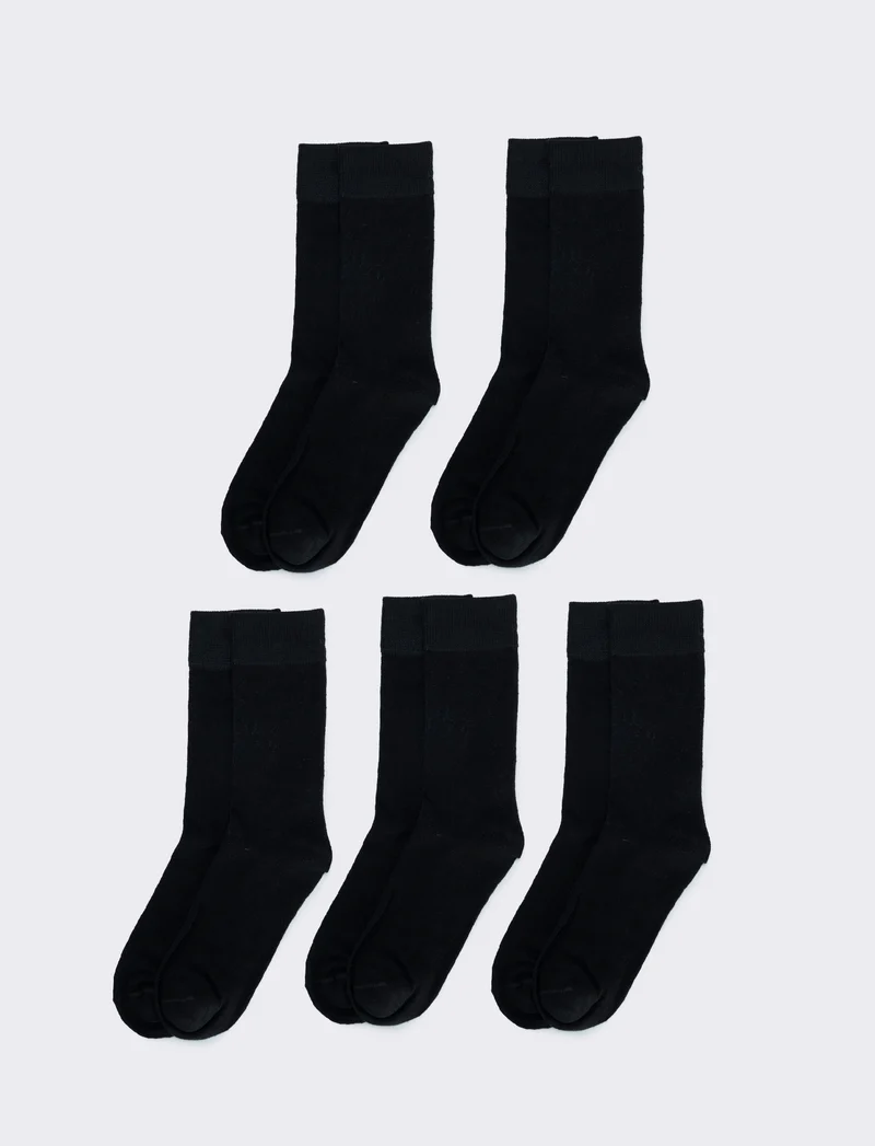 Set di 5 paia di calzini corti uomo - Nero