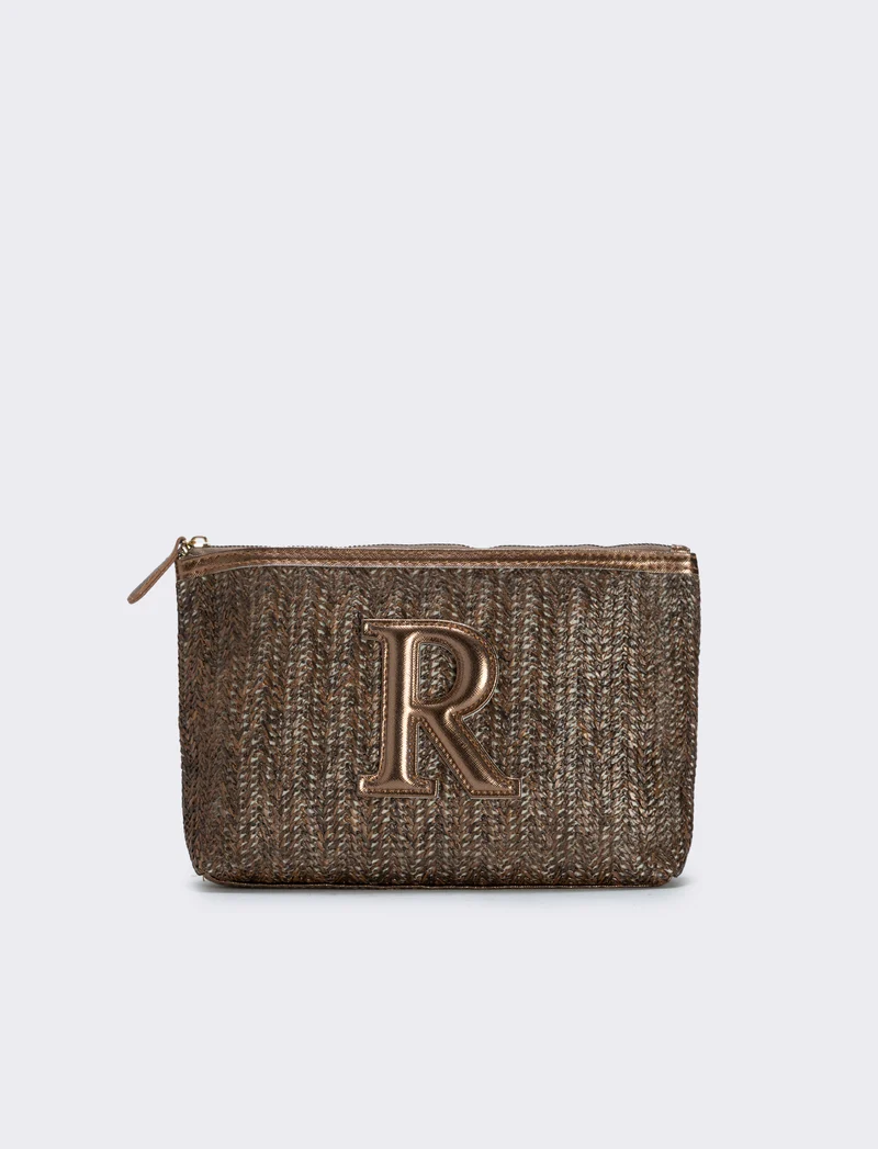 Pochette effetto paglia con lettera - Var 6