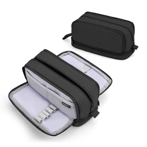 Sciphylia Astuccio Astuccio Grande Capacità Astucci Bambini Ragazzo con 4 Scomparti Astuccio Materiale Scolastico Stazionario Ufficio Trucco Borsa Astucci per Università Studente Donna Uomo, Nero