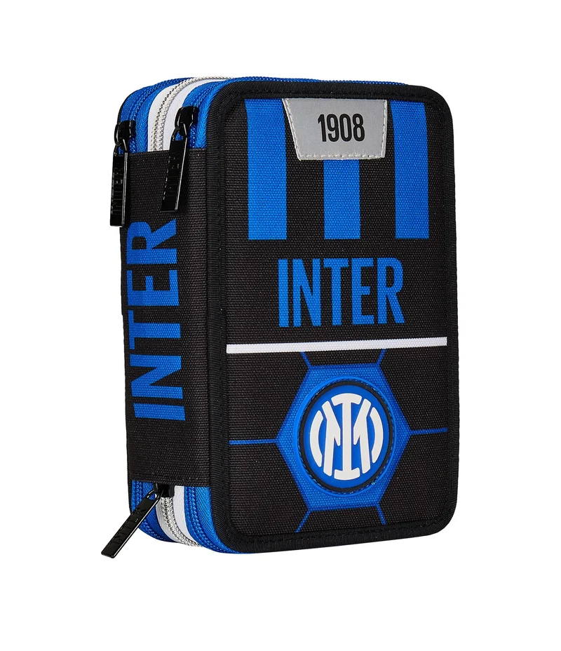 Seven Astuccio Scuola 3 Scomparti, F.C. INTER Calcio - FIN ALLA VITTORIA, Blu Nero - Portapenne Multi Scomparto Con Matite, Penne e Colori, Accessori Zaino, Zaino Scuola - Astuccio Bambino Ragazzo
