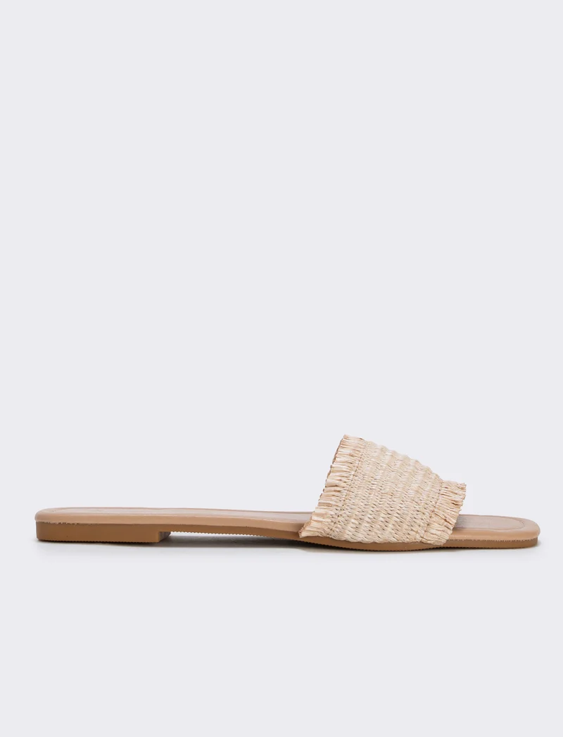 Mule da effetto paglia laminata - Beige