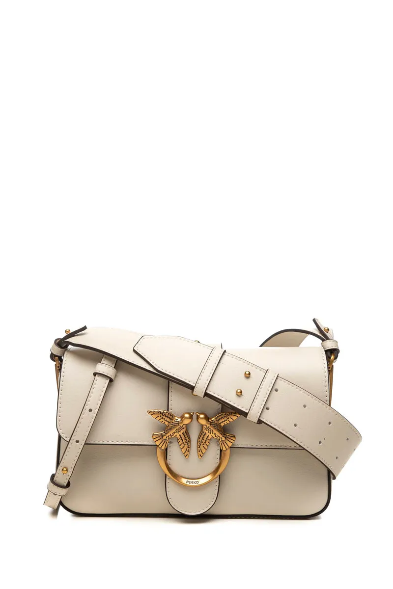 Borsa Pinko Love One Mini Slouchy Fl Da Donna Panna In Pelle
