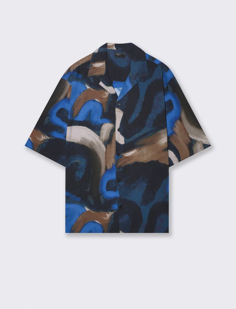 Camicia boxy fit in viscosa fantasia - Bluette