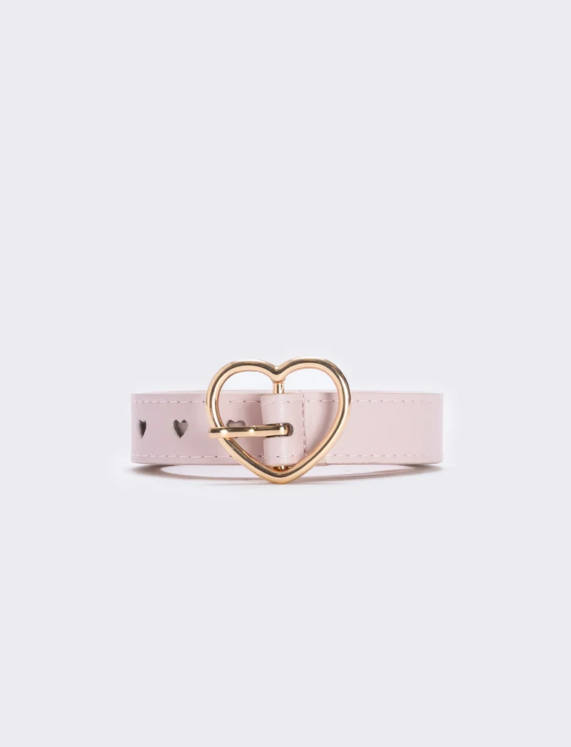 Cintura bambina con fibbia a cuore - Rosa