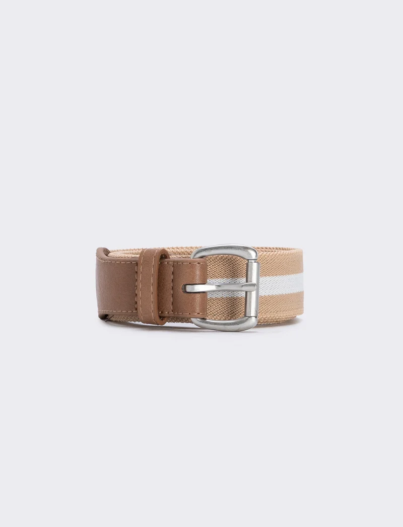 Cintura elastica a righe stilosa - Beige