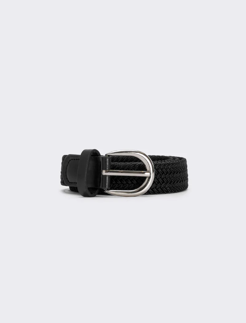 Cintura elastica intrecciata versatile - Nero