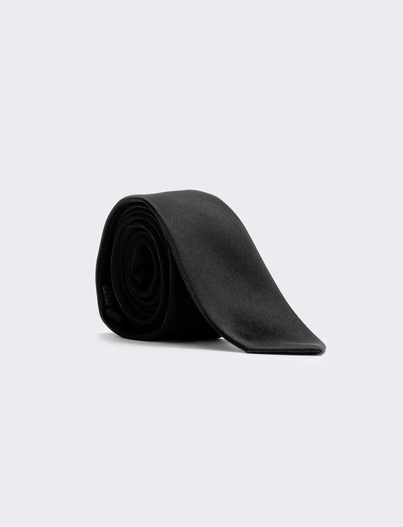 Cravatta raso 5 cm per uomo elegante - Nero