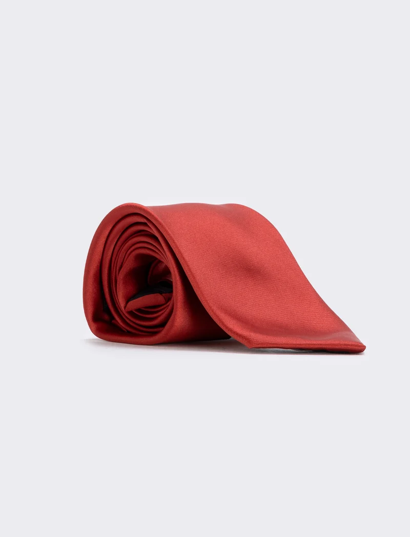 Cravatta raso 8 cm per uomo elegante - coccio