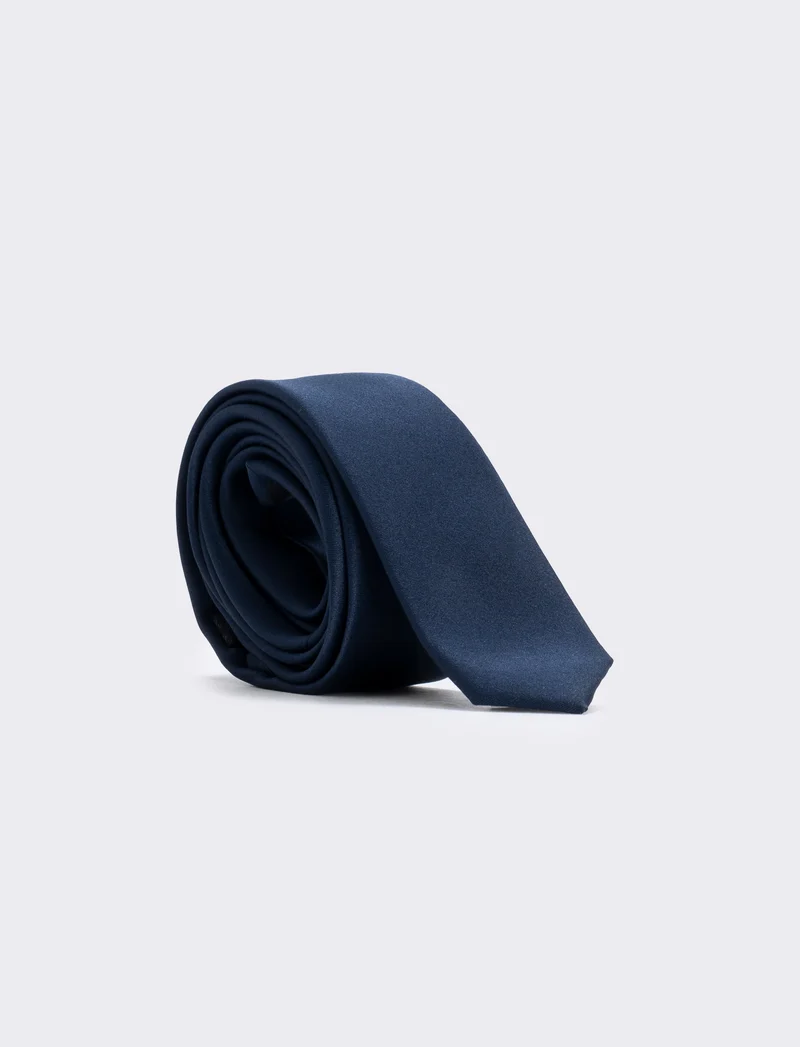 Cravatta raso uomo 4 cm elegante e raffinata - Blu navy