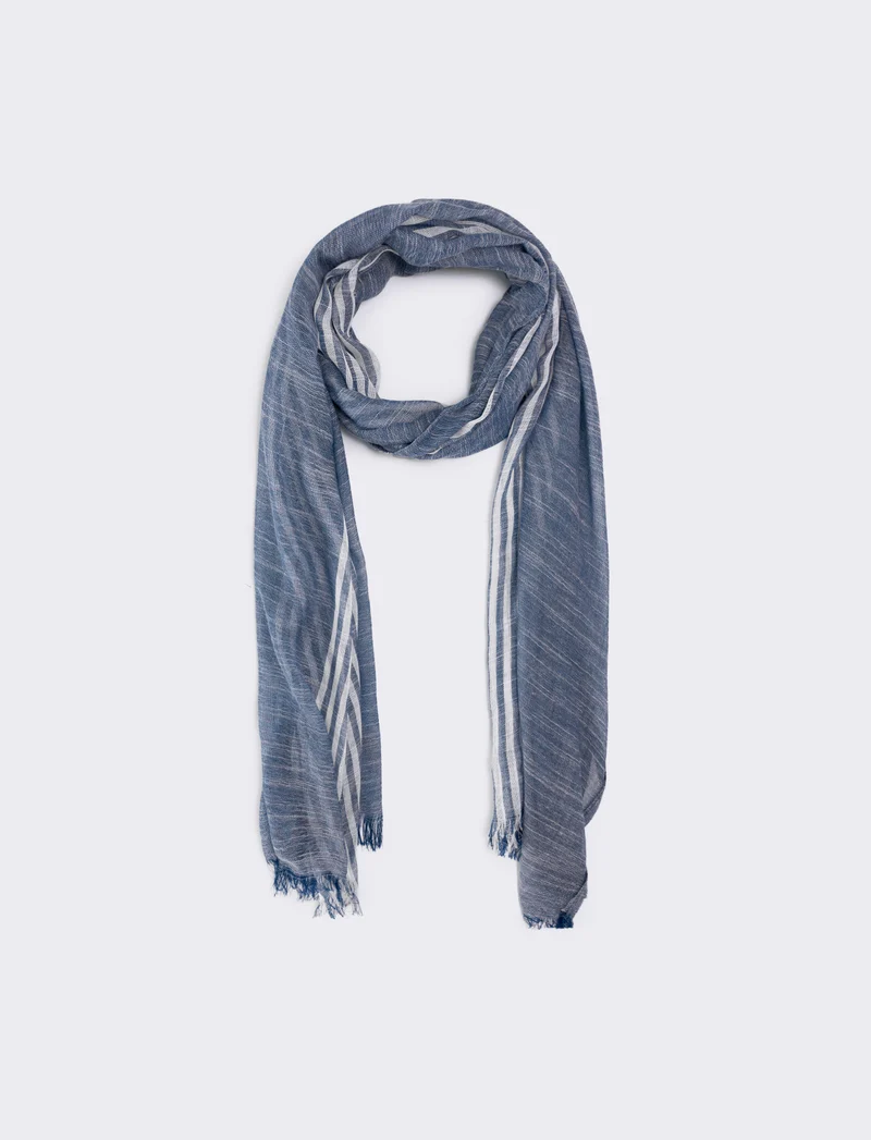 Foulard a righe larghe elegante e versatile - Blu
