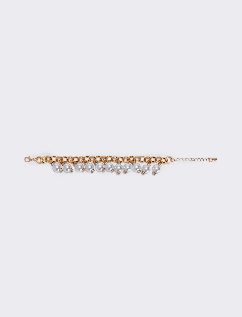 Bracciale con perline e catenina elegante - Oro