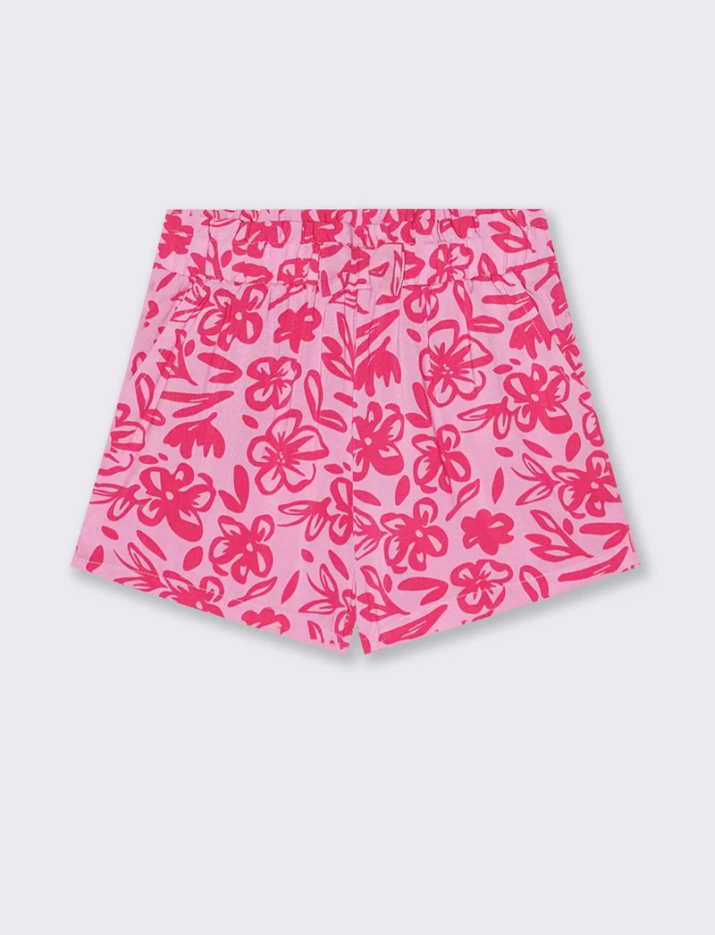 Short estivo in viscosa con fiocco - Rosa