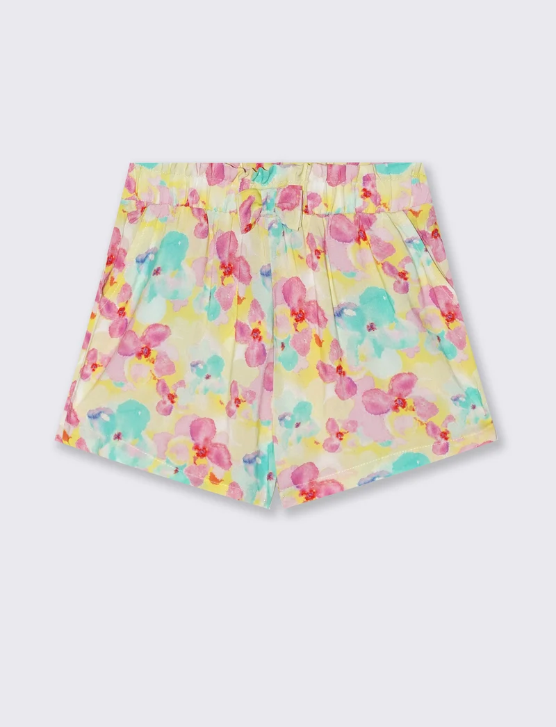 Short estivo in viscosa con fiocco - Giallo
