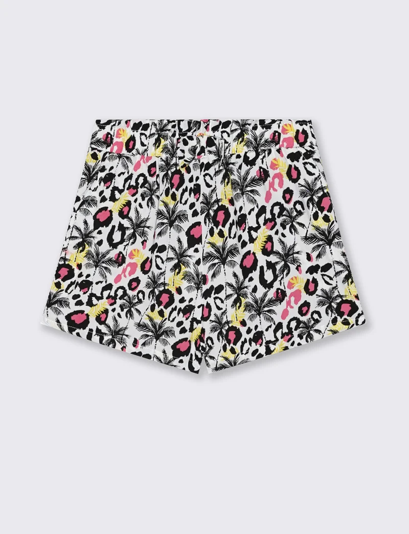 Short estivo in viscosa con fiocco - Bianco