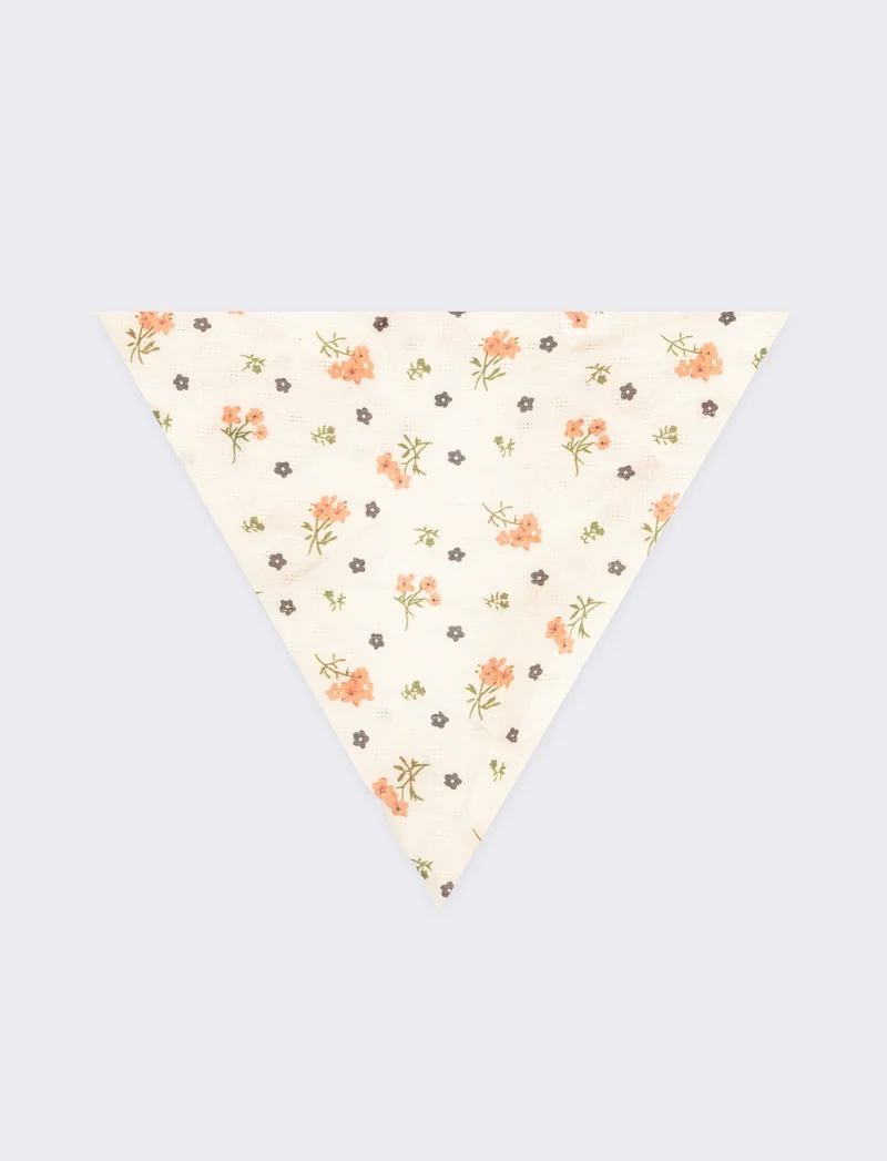 Foulard bambina triangolo fiorellini - Beige
