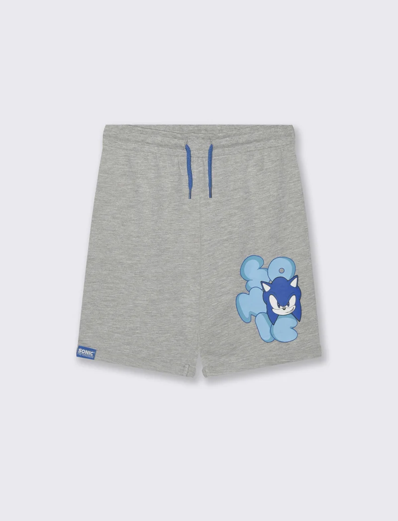 Bermuda in cotone con stampa personaggi - Grigio mel.