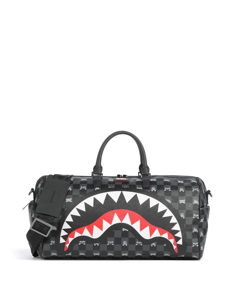 Sprayground Gray Peeking Character Check Borsone da weekend black