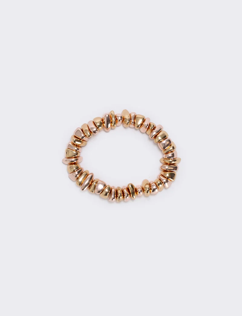 Bracciale elastico con pepite asimmetriche - Oro rosa