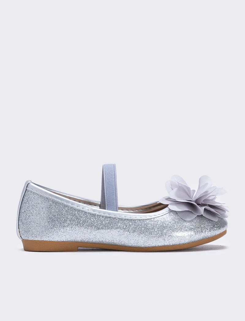 Ballerina glitterata con fiore colorato - Argento
