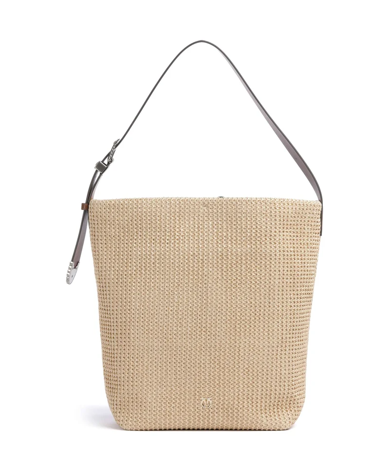 Pinko Big Borsa hobo paglia/cuoio/mix gal