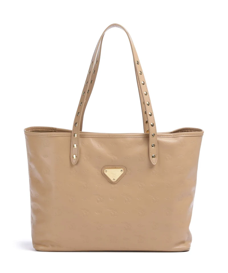 Maison Mollerus Stampato Winterthur Borsa shopper cappuccino