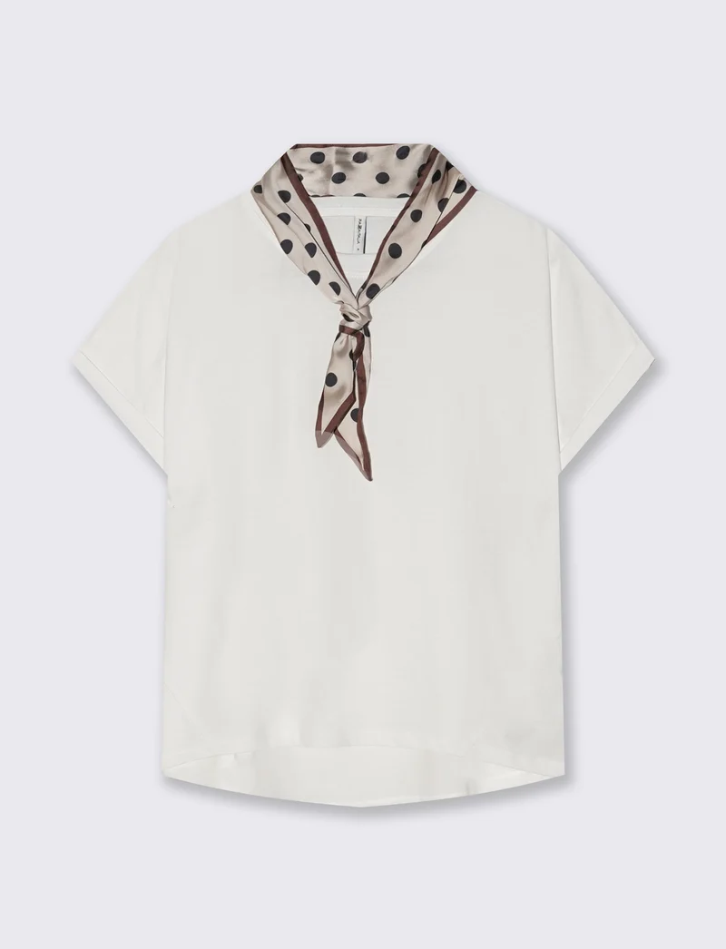 T-shirt in cotone con foulard incluso - Bianco