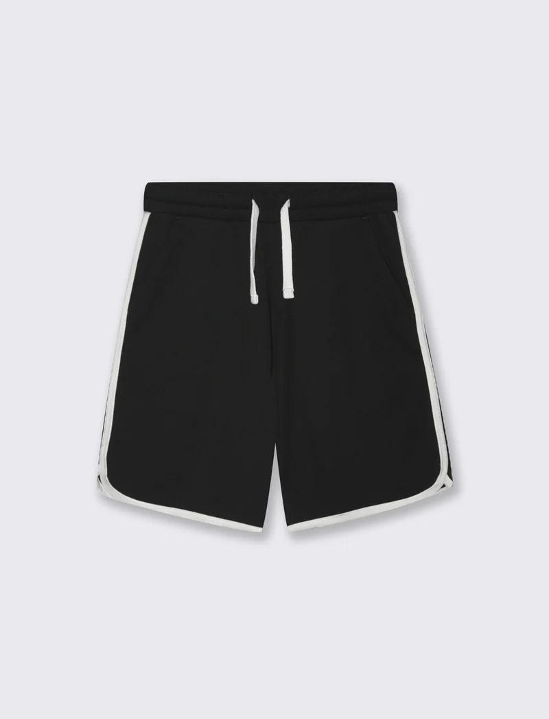 Bermuda baseball in jersey con lacci - Nero